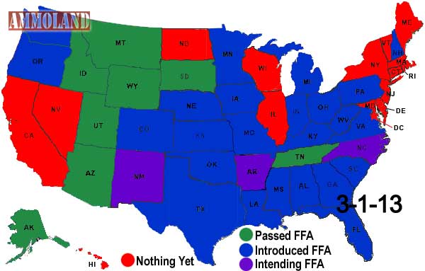 Firearms Freedom Act Map as of 3-1-13