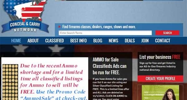 Conceal & Carry Network Offers FREE Classified Ads to Connect Shooters with Ammo