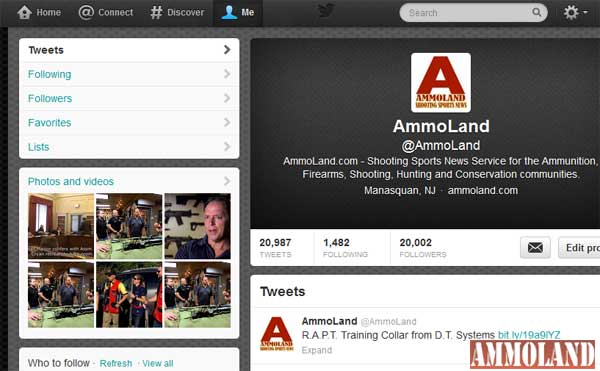 AmmoLand Shooting Sports News Busts 20,000 Followers on Twitter