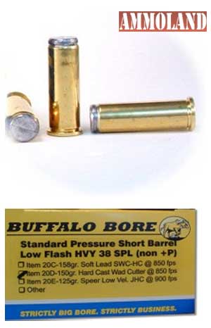 Buffalo Bore Standard Pressure Short Barrel Low Flash Heavy .38 Special Ammo