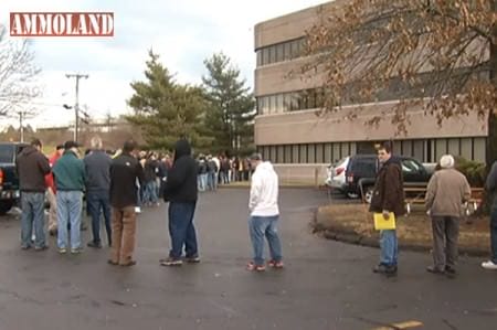 Long-lines at Connecticut State Police Headquarters As Residents Register Their Guns