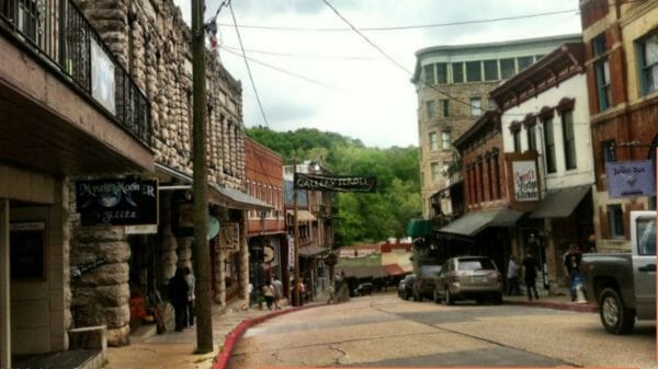 Spring Street, Eureka Springs Arkansas, where the Gunfight Occurred in 1922