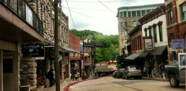 Spring Street, Eureka Springs Arkansas, where the Gunfight Occurred in 1922