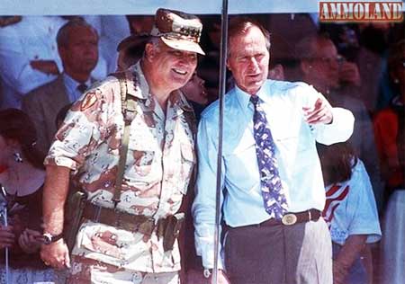 General Norman Schwarzkopf armed in public with President George Bush
