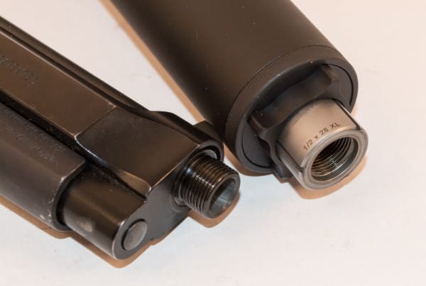 A small (½ second or so) shot of dB Foam will expand to fill the dead space in most suppressors with tough, sound-absorbing bubbles that testing shows will last for more than a week. The standard Beretta 92 exposes enough barrel for a competent gunsmith to add threading.