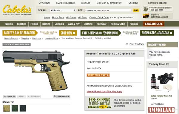 Recover Tactical 1911 Grip and Rail System Now at Cabelas