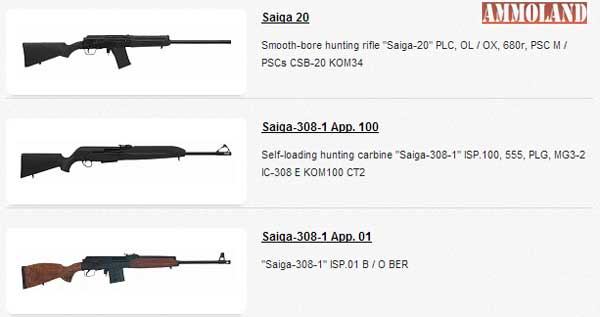 Popular Kalashnikov Concern produced Saiga Rifles