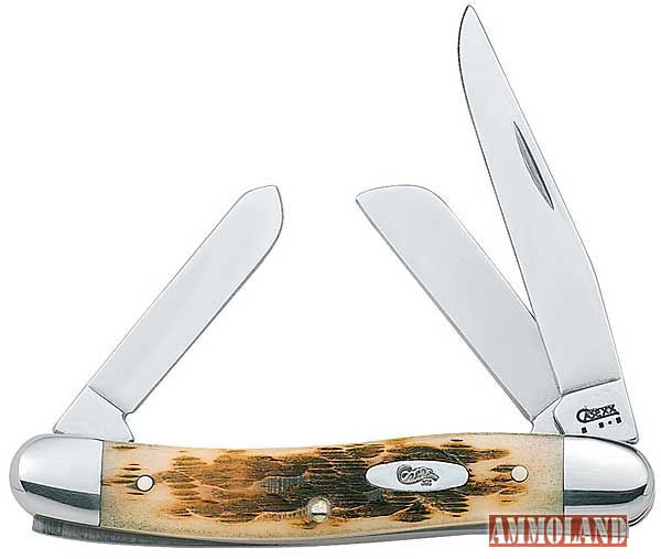 Case Cutlery 042 Case Medium Stockman Pocket Knife with Stainless Steel Blades, Amber Bone