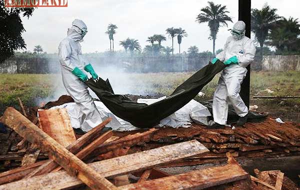 Burial Team Prepares A Dead Ebola Victim For Cremation In Monrovia