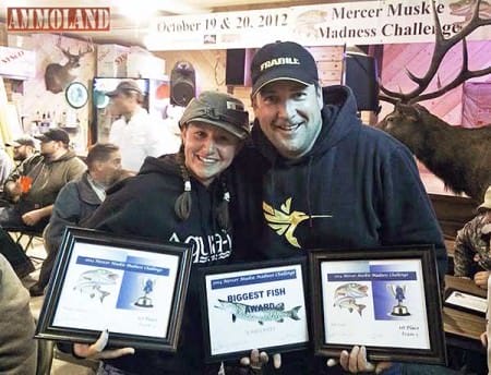 Outdoor writers Kristen Monroe (Elkhorn, Wisconsin) and Josh Lantz (New Buffalo, Michigan) cracked the code under tough fishing conditions to top the 29-boat field in the 3rd Annual Mercer Muskie Madness Challenge.