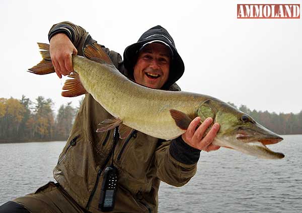 Lantz with the 41+ inch tournament winning Spider Lake muskie.  