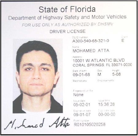 9/11 Terrorist Mohamed Atta's ill gotten Florida driver's license