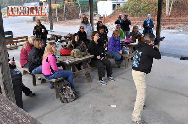 The ladies watch Kay Miculek during the 3-Gun clinic. (Michelle Cerino photo)