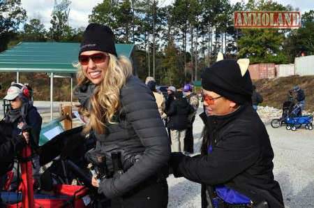 She got by with a little help from her friends. Here’s Natalie Foster, of Girls Guide to Guns, getting her rig on. (Michelle Cerino photo)