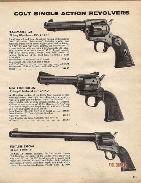 Colt Peacemaker, New Frontier, Buntline Special Single Action Revolver Ad Colt Peacemaker, New Frontier, Buntline Special Single Action Revolver Ad