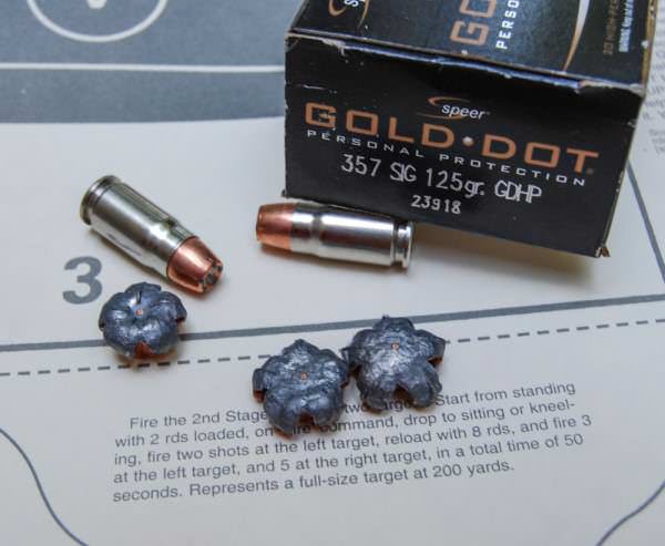 .357 Sig cartridge - Speer's 125 grain Gold Dot.