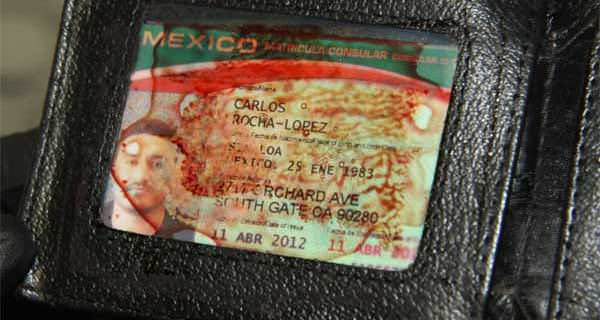 A close-up shot of the victim's ID