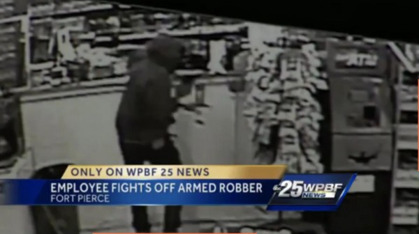 FL Robber Recoils from Gunshot