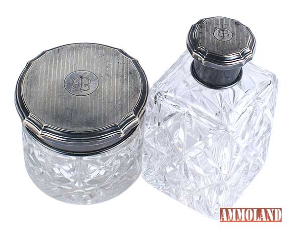 Crystal Square Decanter & Matching Powder Jar