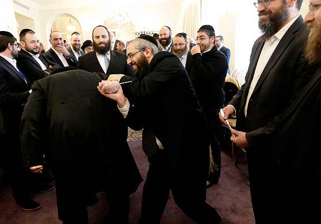 Rabbis practice self defense during a recent Conference of European Rabbis in Prague. Photo AP Rabbis practice self defense during a recent Conference of European Rabbis in Prague. Photo AP
