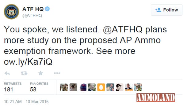ATF Tweets It Will Stop Ammo Ban