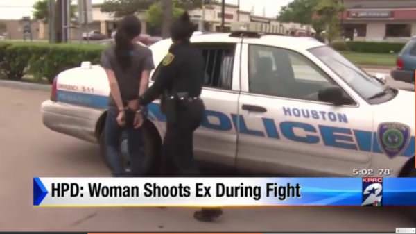 Woman Shoots Attacking Ex; Not Guilty and Handcuffed