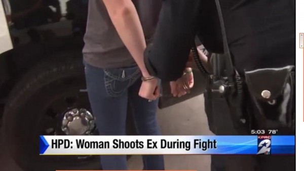 Woman Shoots Attacking Ex; Not Guilty and Handcuffed