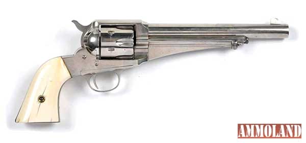 Lot 577 - High-condition Remington Model 1875 single-action Army revolver of the type used by outlaw Frank James, estimate $4,500-$7,500. Morphy Auctions image