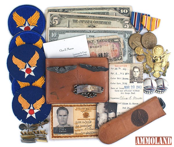 Cline E. Mason: Items pertaining to 1st LT. Cline E. Mason, who served with the Army Air Force in the CBI Theater of Operations, to include his full uniform and leather jacket (minimum bid: $2,000).