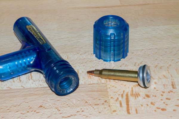 This simple impact bullet puller can help you undo mistakes, like this over-seated .223 Remington cartridge.