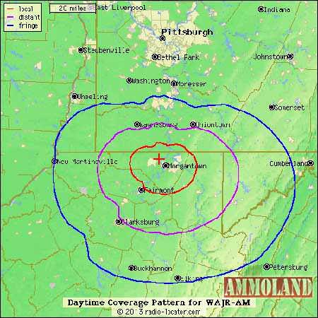 GUNTALK - Daytime Coverage Pattern for WAJR AM