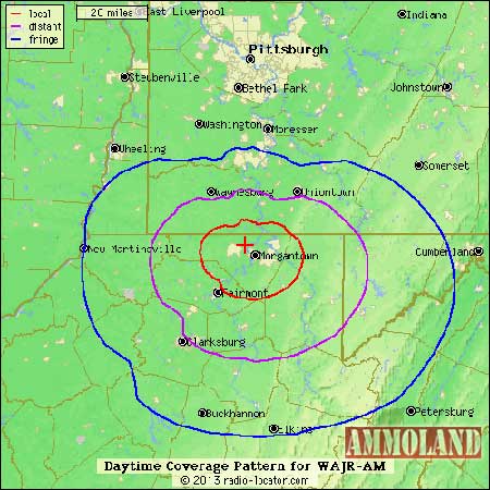 GUNTALK - Daytime Coverage Pattern for WAJR AM