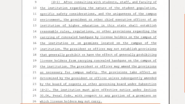 Texas Campus Carry Rules SB11 Conference Committee