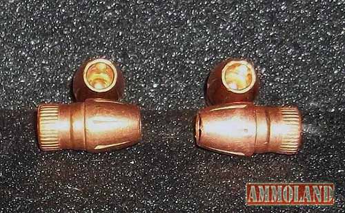 Fired Trophy MZ bullets (left) & Unfired Trophy MZ bullets (right)