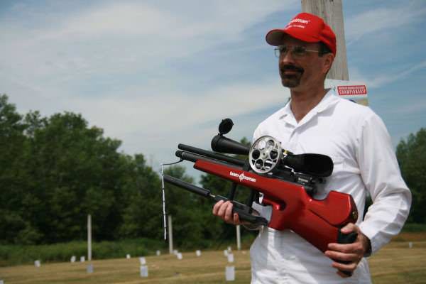 Ray Apelles with his custom Crosman field target rifle.