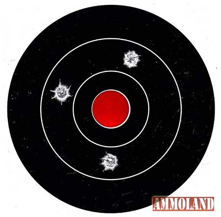 Three-shot group at 100 yards with 270 gr. Trophy Copper MZ bullets