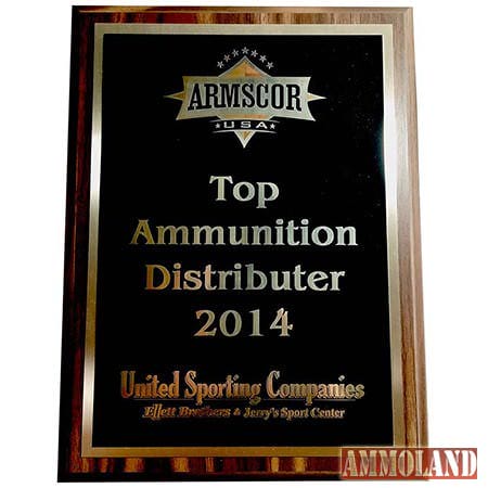 United Sporting Companies Honored by Armscor USA with Top Ammunition Distributor for 2014 award