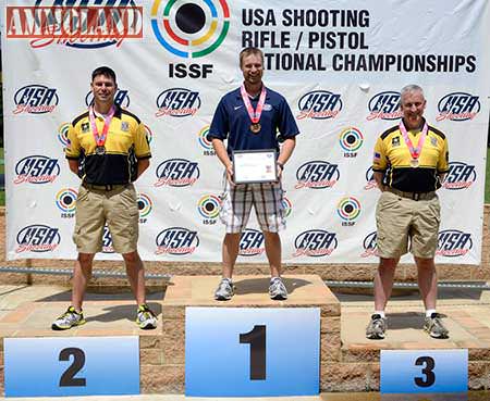 FORT BENNING, GA - Sgt. 1st Class Michael McPhail and Sgt. 1st Class Eric Uptagrafft take second and third for 50 Meter Rifle Prone during the USA Shooting Rifle and Pistol National Championship at Fort Benning, Georgia.