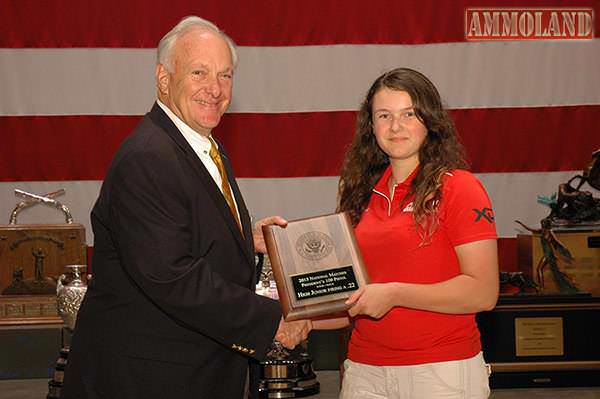 Lisa Emmert was the overall winner in the Junior President’s Pistol Match and set a new National Record with her score of 374-8x. 