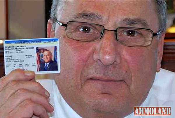 Maine Governor Paul LePage with his State Concealed Carry License which is now optional in the state.