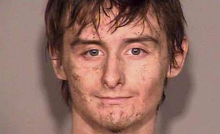 Still blood covered booking photo of Oklahoma Killer Robert Bever