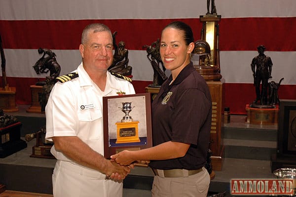 SSG Amanda Elsenboss of the Army Marksmanship Unit recorded a score of 490-19x to earn the Women’s Rifle Trophy as the highest ranking woman of the event.