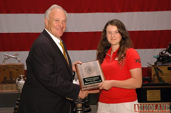 Lisa Emmert was the overall winner in the Junior President’s Pistol Match and set a new record with her score of 374-8x.