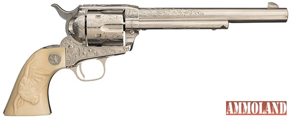 LOT3215: Magnificent Documented Factory Engraved Colt Single Action Army Revolver with Relief Carved Steer Head Grip and Factory Letter