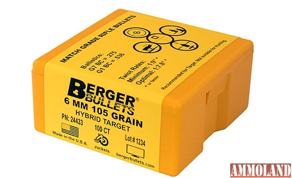 Berger Bullets - 6mm 105 Grain Hybrid Target Ammunition Box