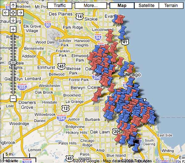 Chicago Murders By Area, 2008 Chicago Tribune Data And Map