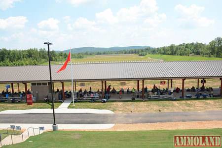 Covered firing lines shield competitors from the sun at each firing line at Talladega Marksmanship Park.