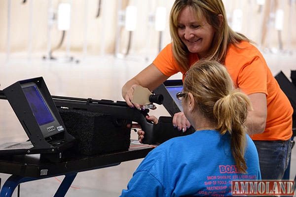 Lue Sherman is one of the many helpful staff members available during Open Public Shooting Nights to guide experienced and inexperienced marksmen and to ensure safety around the range.