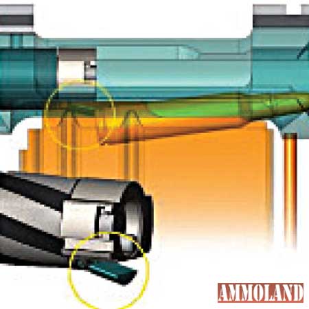 Mossberg MVP LR Rifle's bolt designs accept/feed from standard AR-style magazines. (Patented 5.56 Drop Push bolt design shown).