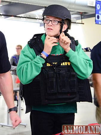 Some freshman tried on police equipment – one of the many unique opportunities the showcase offered.